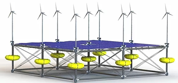 A robust and modular maritime structure to generate energy from waves, wind and PV. - © Sinn Power
