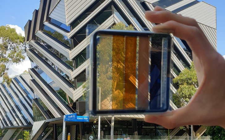 A semi-transparent perovskite solar cell with contrasting levels of light transparency. - © Dr Jae Choul Yu
