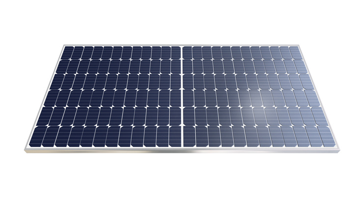 Seen here as a rendering, the eventual modules will be manufactured with nine busbar cells.