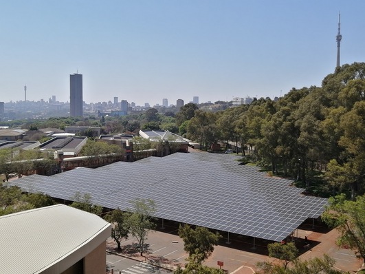 Solar power from a carport at the campus of University of Johannesburg/South Africa.