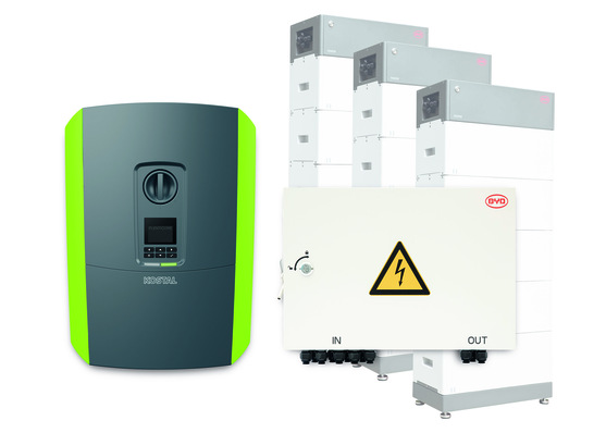 Combining up to three battery stacks allows storage capacities of up to 66.3 kilowatt hours.