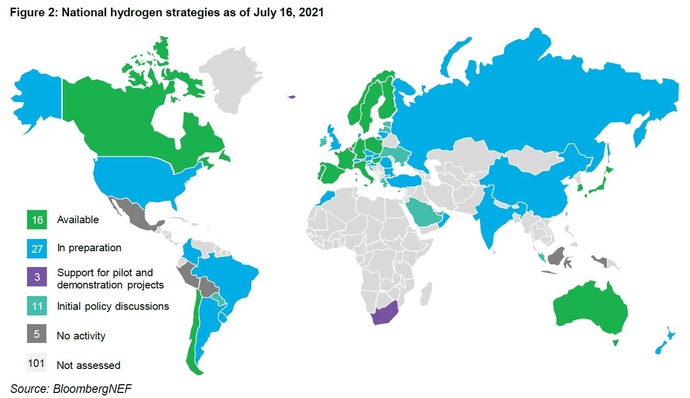 Countries with national hydrogen strategies.