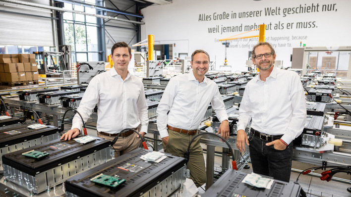 The board of Tesvolt AG (from left): Simon Schandert, Daniel Hannemann and Philipp Koecke.