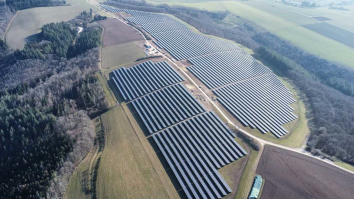 Solar park of Enovos Renewables in Weidingen in the southern Eifel, Germany.