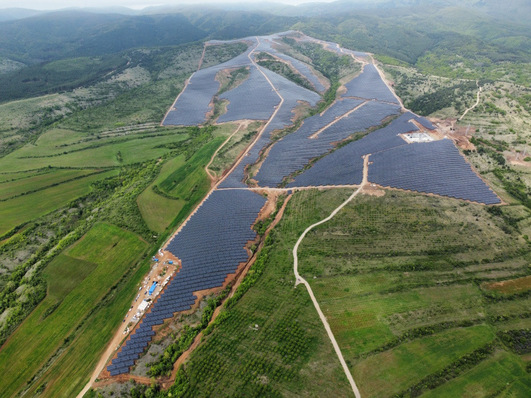 The Verila solar park in Bulgaria. is located on 700-1000 meters above sea level on uneven terrain with steep slopes.
