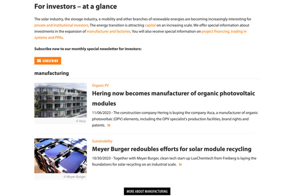The next issue of the newsletter for investors and EPCs will be sent out on 13 November.