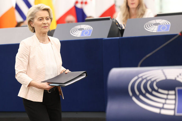 Ursula von der Leyen at the Plenary session of the European Parliament in Straßburg on July18, 2024.