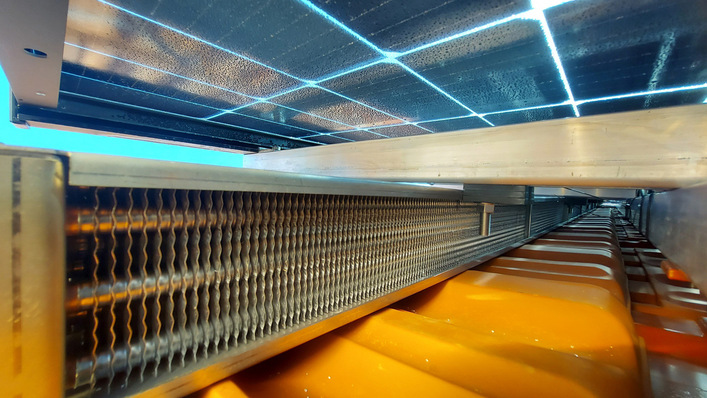 The roof heat exchanger under the solar thermal system.