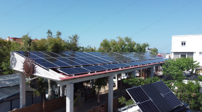 The 37.8-kilowatt solar system is made up of 63 high-performance modules, each rated at 600 watts.