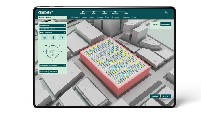 Schletter Creator, which enables professional users to plan a standard roof in minutes (or less).