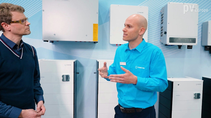 Fabian Thral (right) lays out the details of the new systems from Fenecon.