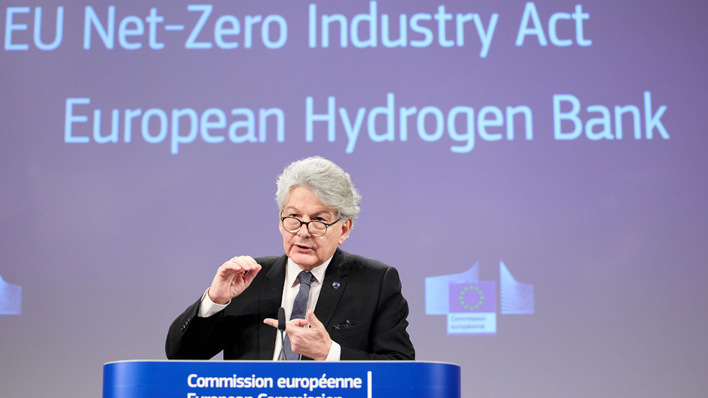Former EU Industry Commissioner, Thierry Breton, introducing the draft Net-Zero Industry Act in March 2023.