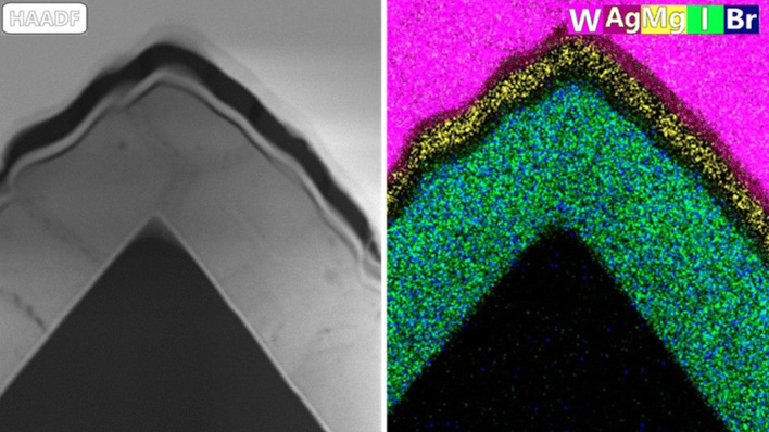 Up-close and in Technicolor – perovskite/silicon tandem solar cells fabricated with hybrid evaporation/blade-coating.