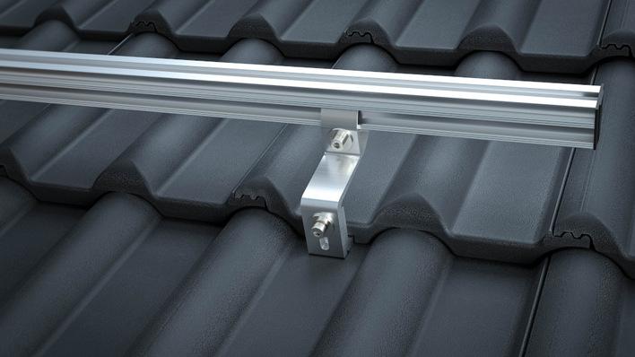 The XT-R is straightforwardly attached to the rafter; the rail is snapped into place then aligned horizontally and tightened.