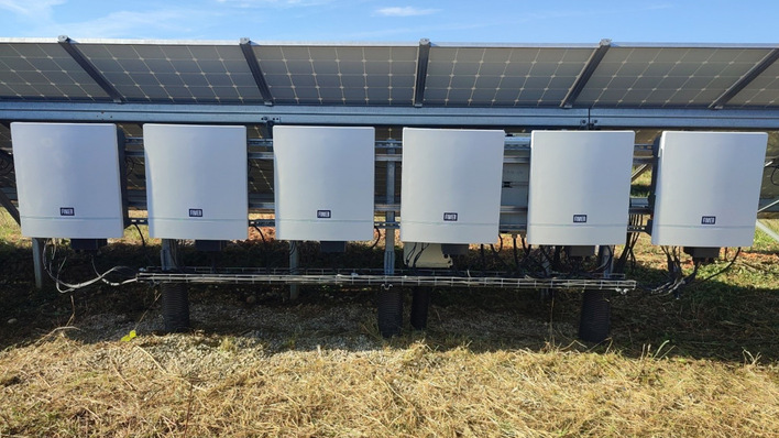 Fimer inverters doing the groundwork, safely tucked beneath their module colleagues at one of the project sites in Udine.