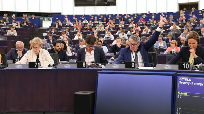 Members of the European Parliament voting in Strasbourg on 8 July 2025.