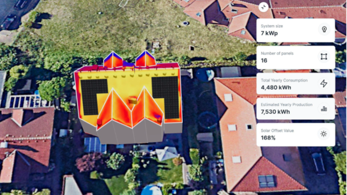 A bird’s-eye view inside Aether’s platform, which uses AI to streamline the solar sales process.