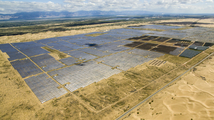 Vast solar arrays supported through international climate finance.