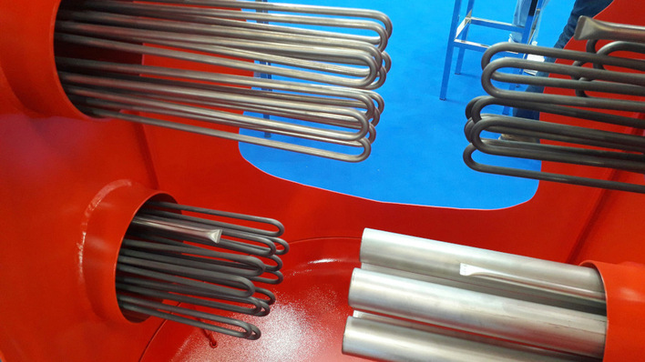 Coiled up for comfort – heating rods keep the water warm