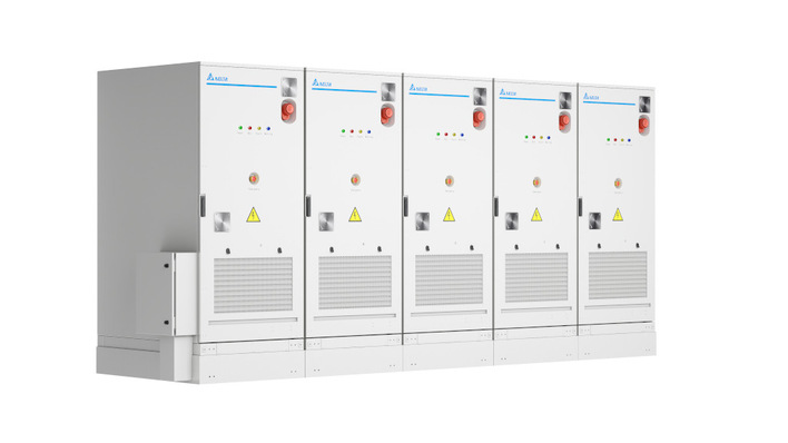 Five C Series battery cabinets in series