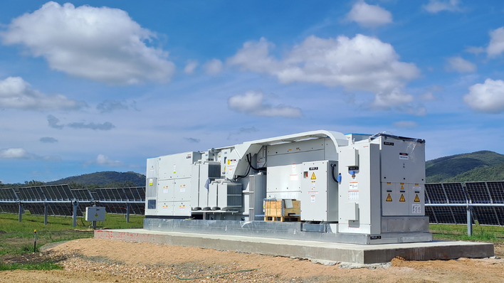 Under the vast Australian skies – the inverter station at the Aldoga solar farm in Queensland