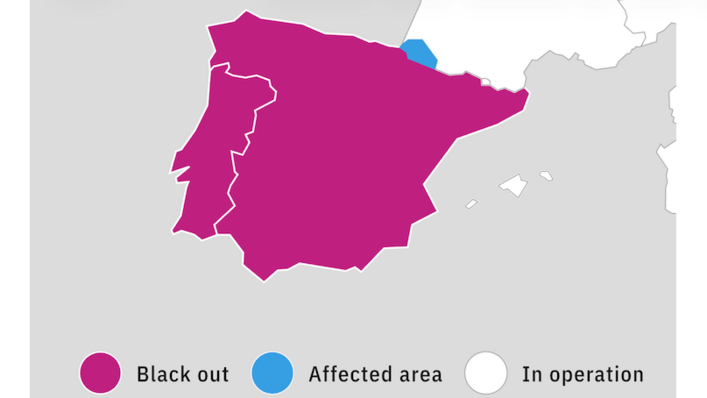 Geographic extent of the 28 April 2025 incident