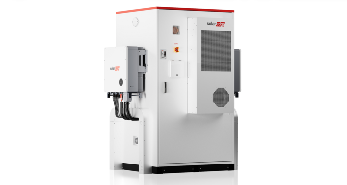 Solaredge's new C&I battery cabinet, paired with a 50 kW inverter