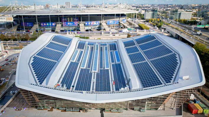 Dome Solar's PV array crowns the Centre Aquatique Olympique near the Stade de France
