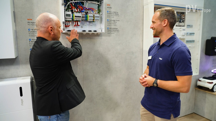 Johannes Klag (right) is the product manager for energy management and charging solutions at Hager Germany