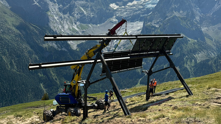 A high-altitude installation in progress.These modules will spend the next 30 years being tested by the weather that has seniority