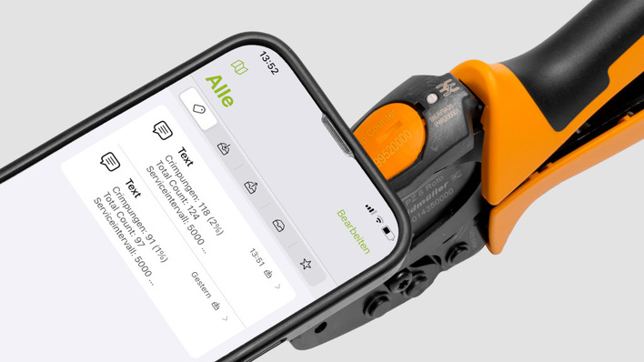 The tool does the crimping, the phone does the paperwork