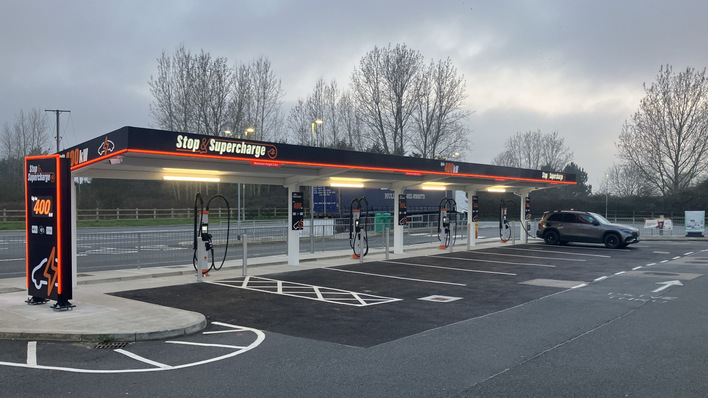 The eight-point charging installation at Astwick, Bedfordshire
