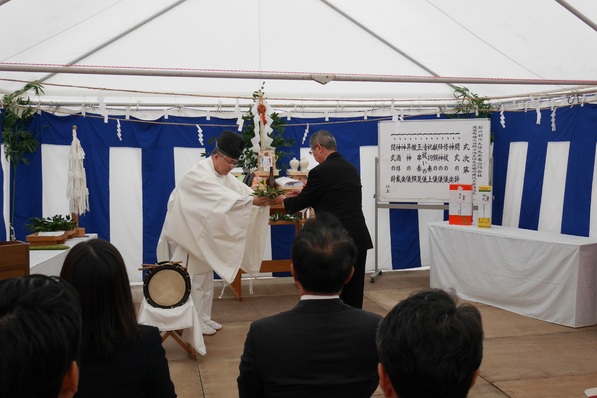 As is traditional in Japan, the ceremony involved a blessing from a Shinto priest.
