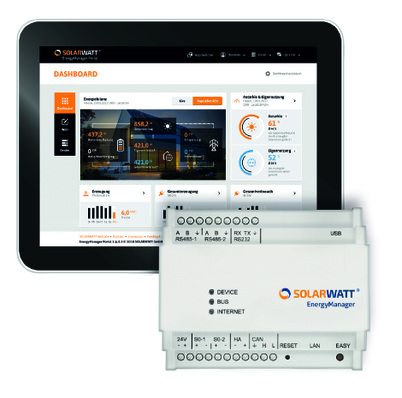 The EnergyManager can be controlled and monitored via Solarwatt’s online portal, which is connected to a mobile app.