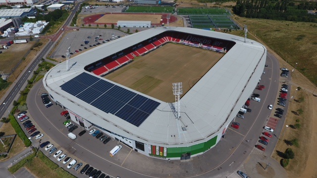 628 Q.PLUS-G4.3 solar modules are installed on a 178.9 kW rooftop array at the stadium of English football league club Doncaster Rovers.
