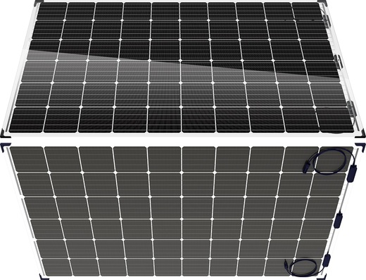 The bifacial modules absorb solar radiation from both sides.