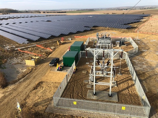 The subsidy-free Staughton solar plant is installed on a former airfield.