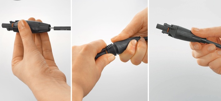 Weidmüller’s PV-stick: a tool-free plug-in connector for 1,500 V DC photovoltaic systems.