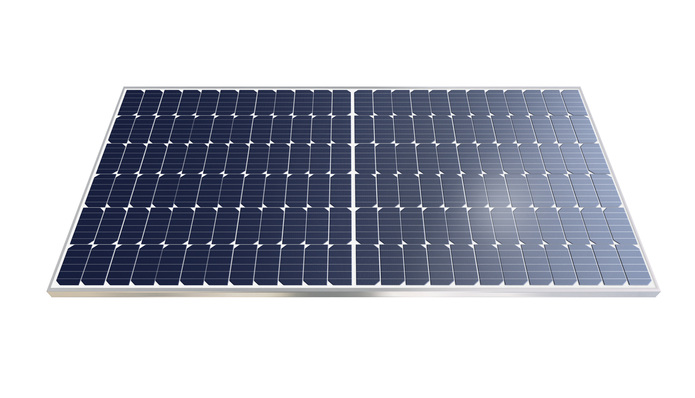 Seen here as a rendering, the eventual modules will be manufactured with nine busbar cells.