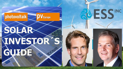 Alan Greenshields (right) from ESS discusses sustainable long-term storage technology.