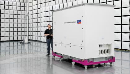 The Sunny Central Storage 4600 UP-S from SMA being sized up in the test hall