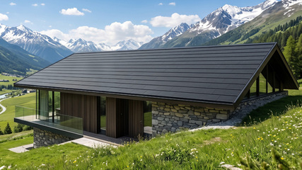 A working roof that doesn't look like one – this Photonroof-clad roof blends into the architecture and landscape